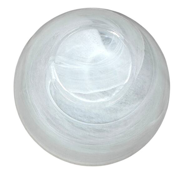 ArdaCam Art of Tabletop Turkish Glass Bowls 6" White Swirl Yellow Rim Lot of 2 - Picture 5 of 9